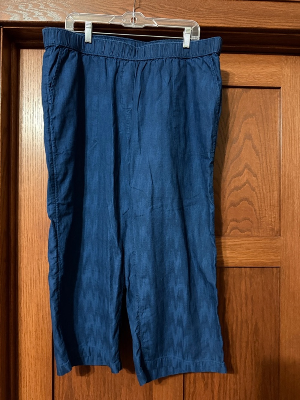 J. Jill Indigo Wide-Leg Linen-Blend Pants
